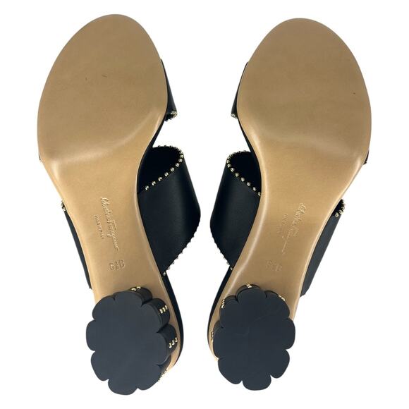 Salvatore Ferragamo Black Belluno Studs Slide Two-Strap Mule - Picture 13 of 14